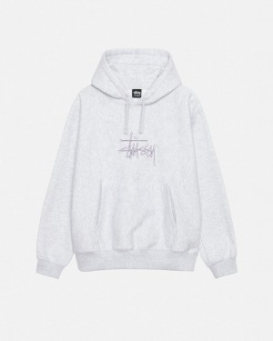 Stüssy Basic Applique Hoodie Ash Heather | HI8219430