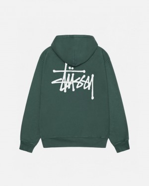 Stüssy Basic Stüssy Hoodie Pigment Dyed Forest | ZV4638520