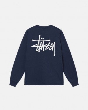 Stüssy Basic Stüssy Ls Tee Bleu Marine | KO2679831