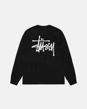 Stüssy Basic Stüssy Ls Tee Pigment Dyed Noir | DB2863015
