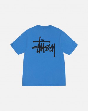 Stüssy Basic Stüssy Tee Pigment Dyed Bleu | KS4860719
