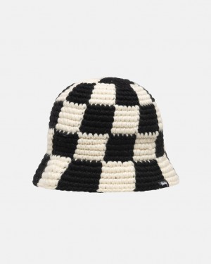 Stüssy Bucket Hat Checker Knit Noir | GD2647915