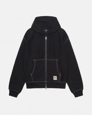 Stüssy Double Face Label Zip Hoodie Noir | OB1798032