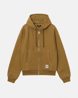 Stüssy Double Face Label Zip Hoodie Vert Olive | BF6520718