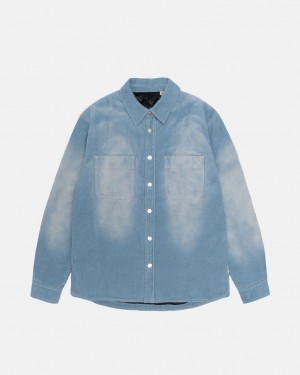 Stüssy Faded Corduroy Overshirt Bleu | DO1238405