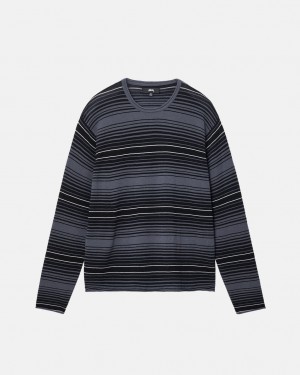 Stüssy Horizontal Stripe Pull Charcoal | NX3254081