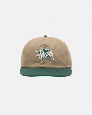 Stüssy Mid-depth Basic Star Strapback Kaki | PD4258016