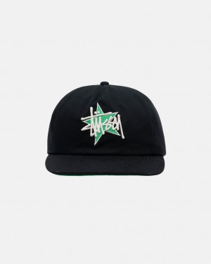 Stüssy Mid-depth Basic Star Strapback Noir | OC2859603