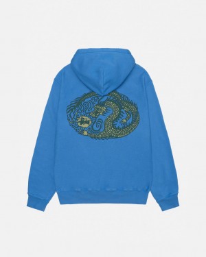 Stüssy Mosaic Dragon Hoodie Pigment Dyed Bleu | VR4987361