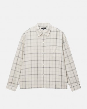 Stüssy Shadow Plaid Rayon Shirt Natural | PH1793640