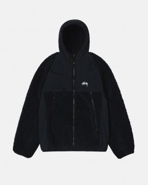 Stüssy Sherpa Paneled Encapuchonné Jacket Noir | BZ5864793