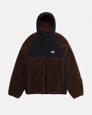 Stüssy Sherpa Paneled Encapuchonné Jacket Marron | BM4915723