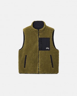Stüssy Sherpa Reversible Vest Vert Olive | WN9714536
