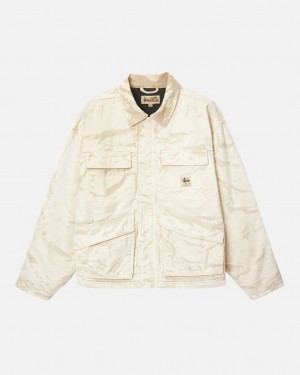 Stüssy Shop Jacket Distressed Tela Kaki | NO5847639