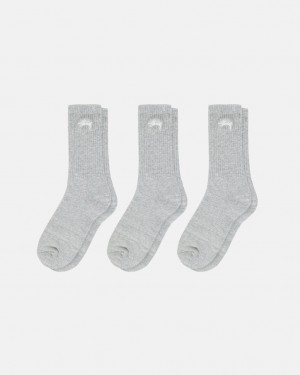 Stüssy Stock Crew Sock Pack Grise | NF8196037