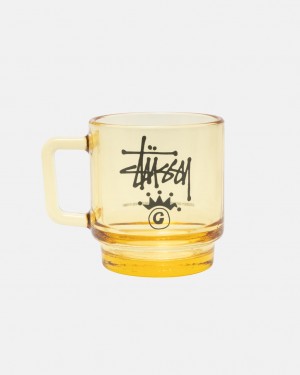 Stüssy Stock Crown Logo Glass Mug Amber | OD8253194