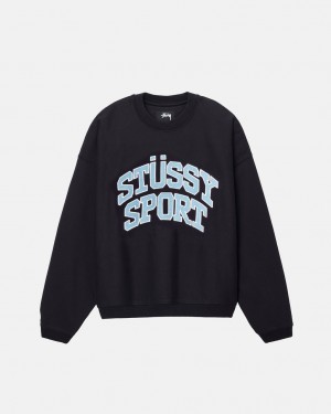 Stüssy Stüssy Sport Relaxed Oversized Crew Noir | EK3042751