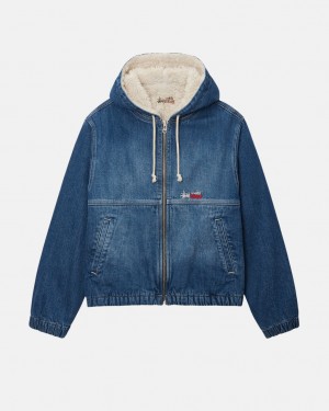 Stüssy Travail Jacket Denim Sherpa Bleu | TC8940537