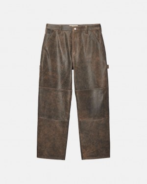 Stüssy Travail Pant Distressed Cuir Marron | NF3028157