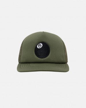 Stüssy Trucker 8 Ball Snapback Vert Olive | YR0174632